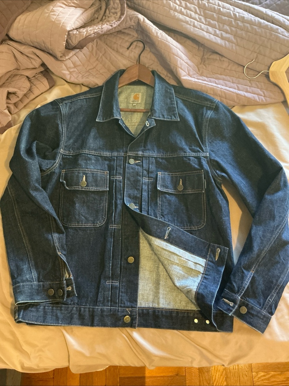 Carhartt WIP Denim Stadium Jacket XL Pleated - Picture 2 of 6